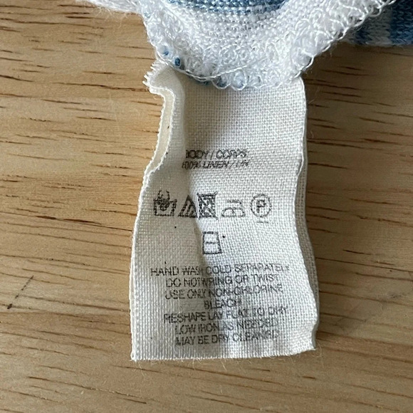 Free People linen striped muscle tank top sleeveless shirt blue 29783 - Picture 13 of 14